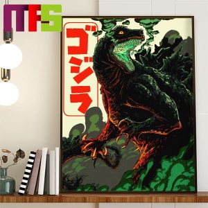 Godzilla Green Atomic Breath Diff Background Japanese Style Artwork Home Decor Poster Canvas