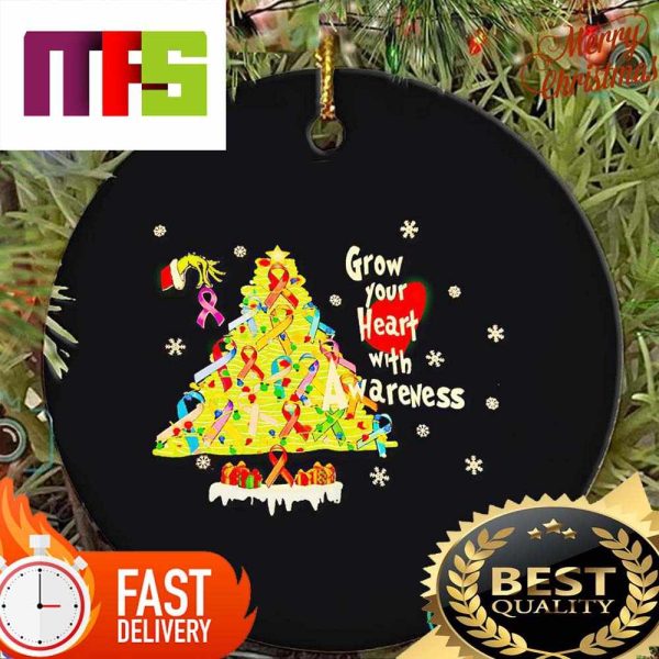 Grinch Grow Your Heart With Awareness Cute Custom Christmas Ornaments 2023