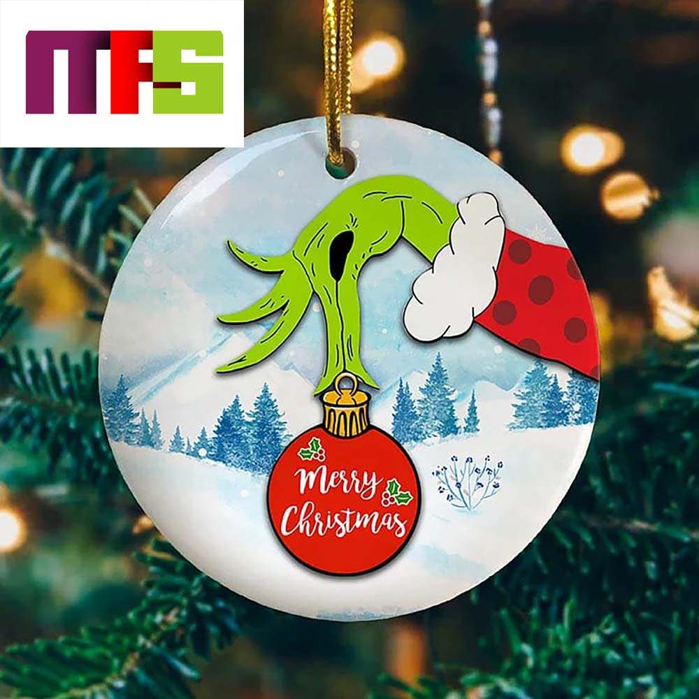 Grinch Hand Holding Merry Christmas Ornaments Custom Xmas Tree Grinch Hand Holding Merry Christmas Ornaments Custom Xmas Tree