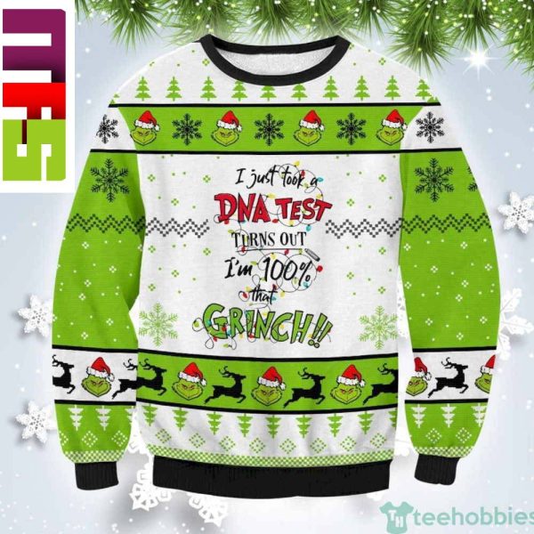 Grinch Just Took A DNA Test Funny Christmas Ugly Sweater 2023