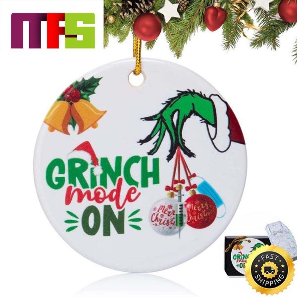 Grinch Mode On Christmas Vaccinated Funny Xmas Tree Ornaments 2023