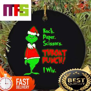 Grinch Rock Paper Scissors Throat Punch I Win Funny Christmas Tree Decorations 2023
