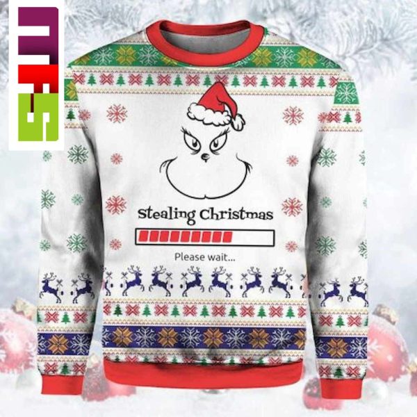 Grinch Stealing Christmas Please Wait Christmas Ugly Sweater 2023