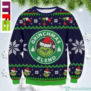 Grinchmas Blend On Navy BLue And Snow Background Christmas Ugly Sweater 2023