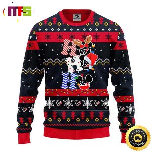 Houston Texans HoHoHo Mickey Disney Funny Cute Best For 2023 Holiday Christmas Ugly Sweater