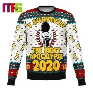 I Survived The Bidet Apocalypse Christmas Ugly Sweater 2023