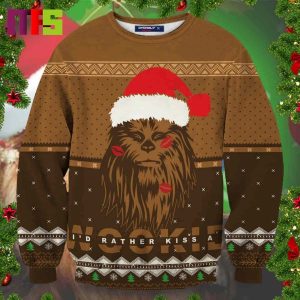 I Would Rather Kiss A Wookiee Chewbacca Star Wars Christmas Ugly Sweater 2023