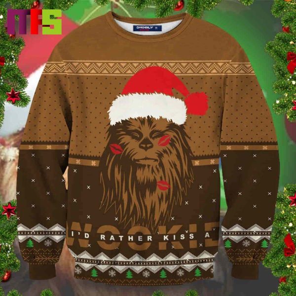 I Would Rather Kiss A Wookiee Chewbacca Star Wars Christmas Ugly Sweater 2023