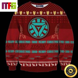 Iron Man Tony Stark Industries Marvel Movie Merry Christmas 3000 Pattern Unique Idea Best For 2023 Holiday Christmas Ugly Sweater