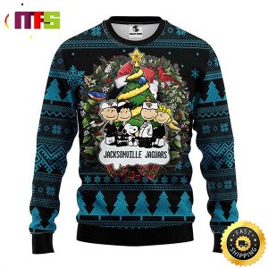 Jacksonville Jaguars Snoopy With Friends Cute Funny Best For 2023 Holiday Christmas Ugly Sweater