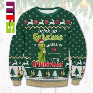 Jameson Irish Whiskey Drink Up Grinches Christmas Ugly Sweater 2023