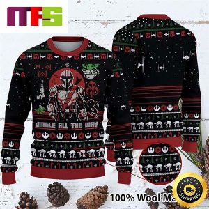 Jingle All The Way Mandalorian Yoda Star Wars Mandalorian Pattern Cute Funny Best For 2023 Holiday Christmas Ugly Sweater