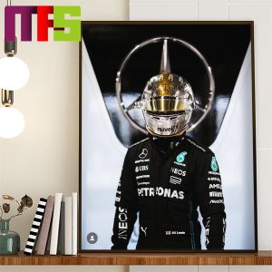 Lewis Hamilton At Japanese GP 2023 With New Golden Helmet Home Decor Poster Canvas
