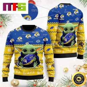 Los Angeles Rams Baby Yoda For NFL Fans Cute Funny Best For 2023 Holiday Christmas Ugly Sweater