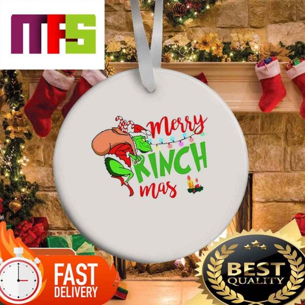 Merry Grinchmas Cute Grinch Stealing Candy Cane Funny Christmas Ornaments 2023