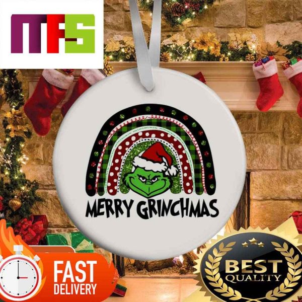 Merry Grinchmas Rainbow With Noel Pattern Funny Xmas Ornaments 2023