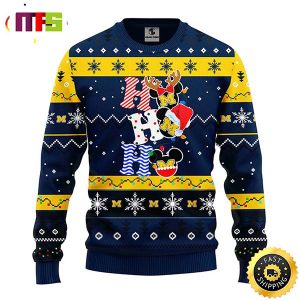 Michigan Wolverines Hohoho Mickey Disney Funny Cute Best For 2023 Holiday Christmas Ugly Sweater