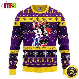Minnesota Vikings HoHoHo Mickey Disney Funny Cute Best For 2023 Holiday Christmas Ugly Sweater