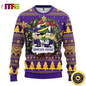 Minnesota Vikings Snoopy With Friends Cute Funny Best For 2023 Holiday Christmas Ugly Sweater