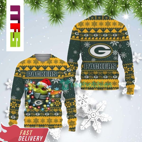 NFL Green Bay Packers Cute Baby Yoda Star Wars Christmas Ugly Sweater 2023