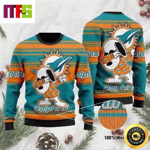 NFL Miami Dolphins Snoopy Dabbing Cute Funny Best For 2023 Holiday Christmas Ugly Sweater