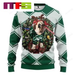 NFL New York Jets Pug Dog Idea Christmas Ugly Sweater 2023