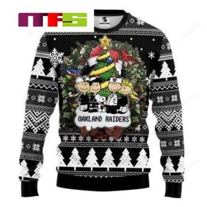 NFL Oakland Raiders With Peanuts Team Christmas Ugly Sweater 2023