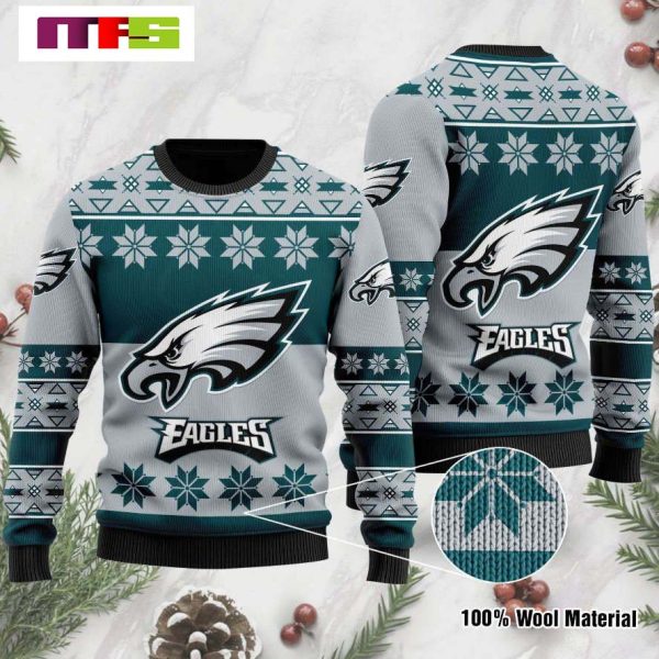 NFL Philadelphia Eagles Big Logo On Gray Background Christmas Ugly Sweater 2023