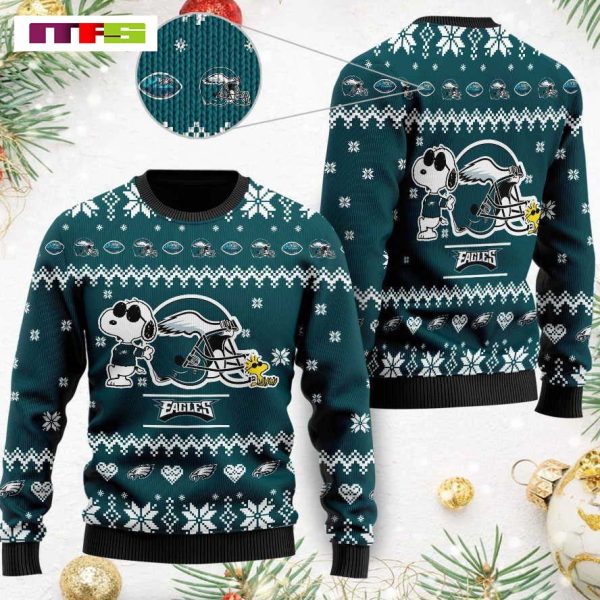 NFL Philadelphia Eagles Cute The Snoopy Show Football Helmet Christmas Ugly Sweater 2023