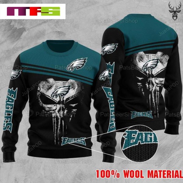 NFL Philadelphia Eagles On Black And Green Background Christmas Ugly Sweater 2023