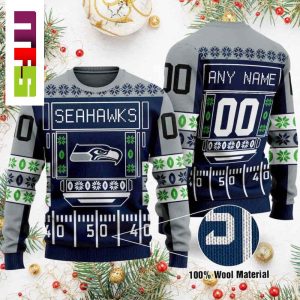 NFL Seattle Seahawks On Black And Gray Background Christmas Ugly Sweater 2023