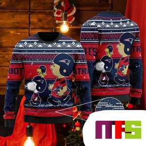 New England Patriots Snoopy With Charlie Cute Funny Best For 2023 Holiday Christmas Ugly Sweater