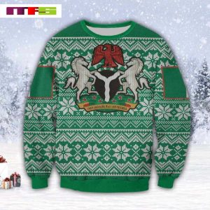 Nigeria On Green Background Christmas Ugly Sweater 2023