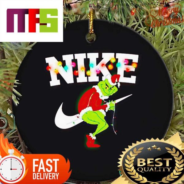 Nike Broom And Grinch Witch Funny Custom Christmas Ornament 2023