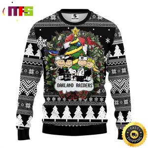 Oakland Raiders Snoopy With Friends Cute Funny Best For 2023 Holiday Christmas Ugly Sweater