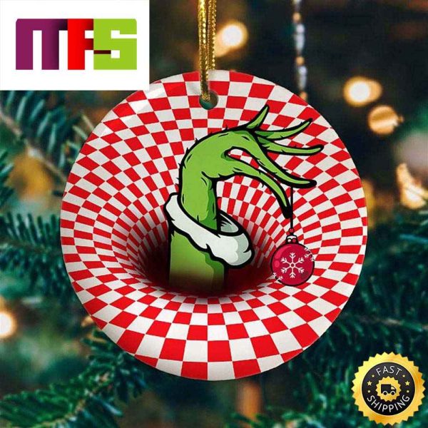 Optical Illusion 3D Grinch Hand Holding Ornament Christmas Tree Decorations 2023