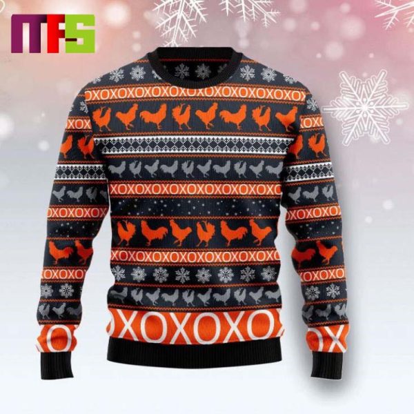 Orange Chicken On Dark Background Christmas Ugly Sweater 2023