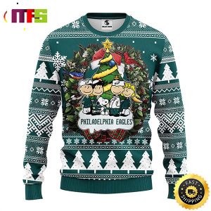 Philadelphia Eagles Snoopy With Friends Cute Funny Best For 2023 Holiday Christmas Ugly Sweater