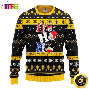 Pittsburgh Steelers HoHoHo Mickey Disney Funny Cute Best For 2023 Holiday Christmas Ugly Sweater