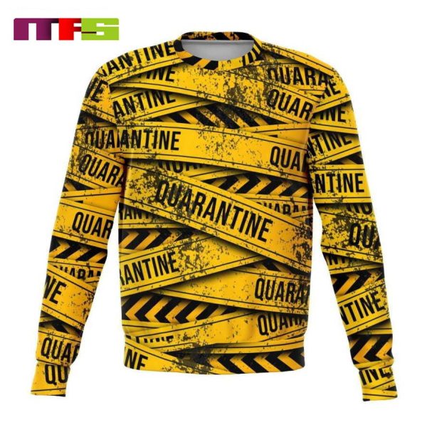 Quarantine Yellow Tape Funny Christmas Ugly Sweaters 2023