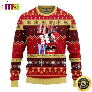 San Francisco 49ers HoHoHo Mickey Disney Funny Cute Best For 2023 Holiday Christmas Ugly Sweater