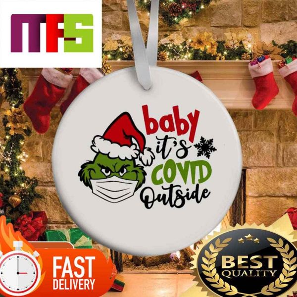 Santa Grinch Baby Its Covid Outside Funny Custom Christmas Ornaments 2023