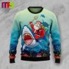 Santa Riding German Shepherd On Red Background Christmas Ugly Sweater 2023