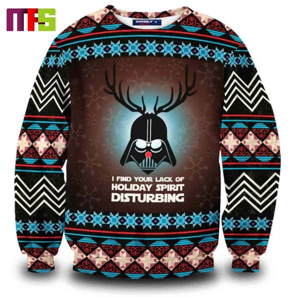 Star Wars Darth Vader On Brown And Blue Neon Background Christmas Ugly Sweater 2023