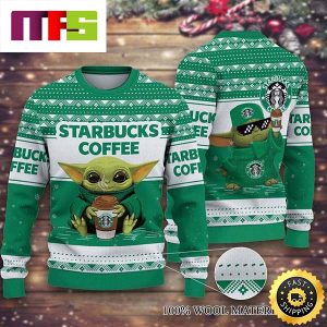 Starbucks Coffee Baby Yoda Merry Christmas Knitted Cute Funny Best For 2023 Holiday Christmas Ugly Sweater
