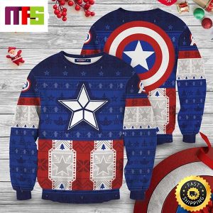 Captain America Marvel With Captain America Shield Unique Idea Best For 2023 Holiday Christmas Ugly Sweater