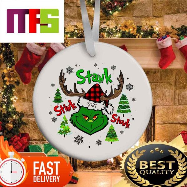 Stink Stank Stunk Grinchmas The Grinch With Reindeer Horn Funny Christmas Ornaments 2023