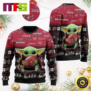 Tampa Bay Buccaneers Baby Yoda For NFL Fans Cute Funny Best For 2023 Holiday Christmas Ugly Sweater