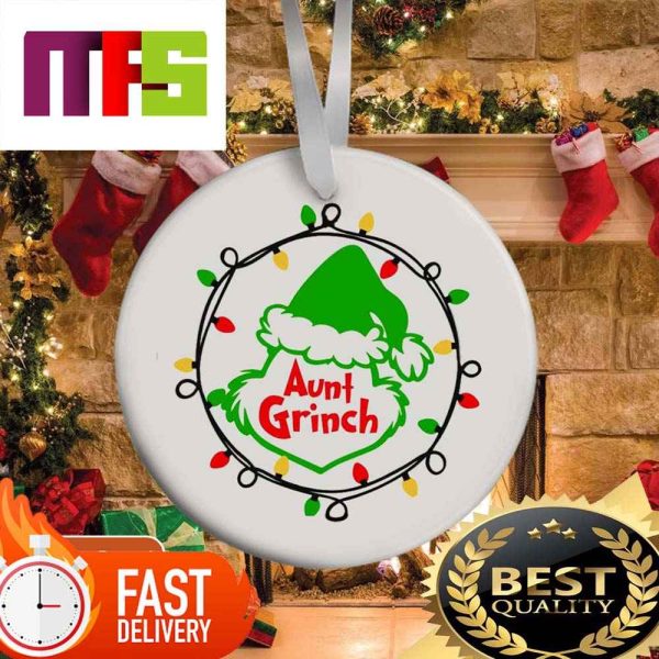 The Grinch Custom Face With Christmas Lights Funny Xmas Ornaments 2023