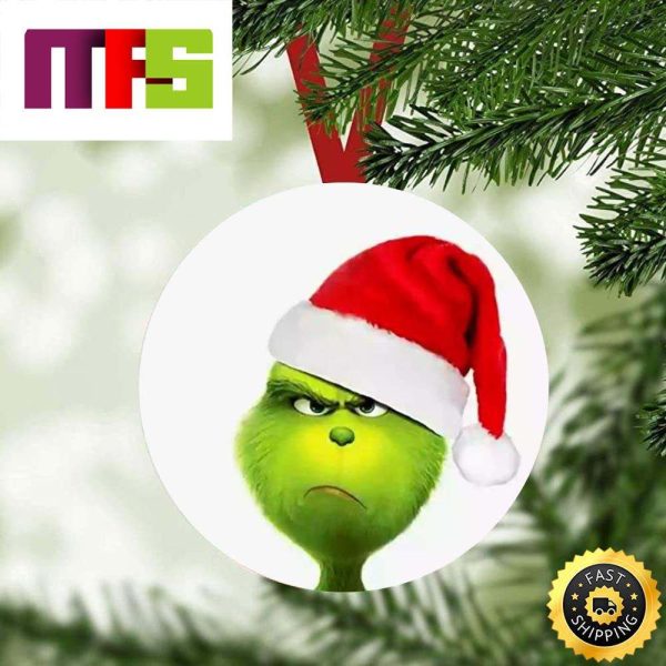 The Grinch In Cute Santa Hat Funny Christmas Tree Ornaments 2023